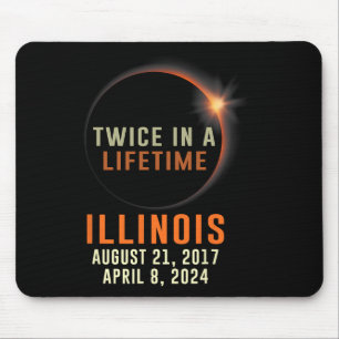 Tapis De Souris Illinois Total Éclipse Solaire Deux Fois Dans Une