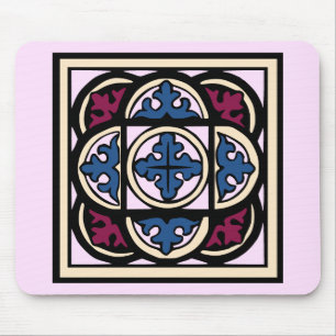 Tapis De Souris Illumination médiévale Bleu Acanthus Feuilles en A