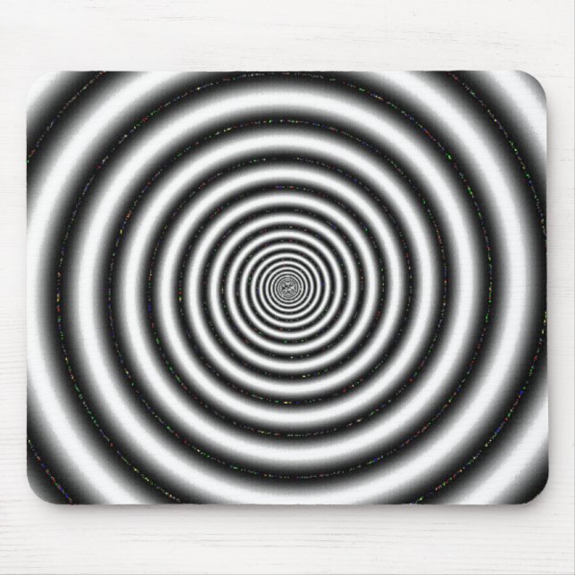 Tapis De Souris Illusion optique spirale noire et blanche (Devant)