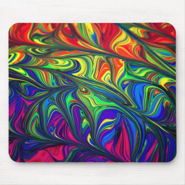 Tapis De Souris Illustration Abstraite bleue, verte et rouge (Devant)