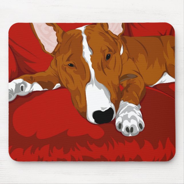 Tapis De Souris Illustration anglaise paresseuse de race de chien (Devant)