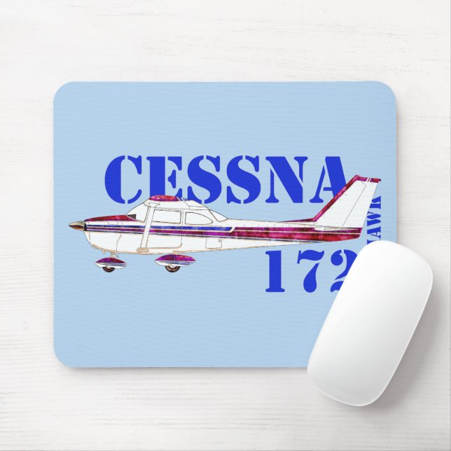 Tapis De Souris Illustration Cessna 172 Skyhawk Texte Gras Design (Avec souris)