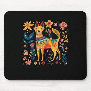 Tapis De Souris Illustration Colorée D'Art Folk Abstrait D'Un Chie