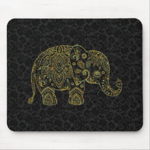 Tapis De Souris Illustration colorée de l'éléphant floral Paisley
