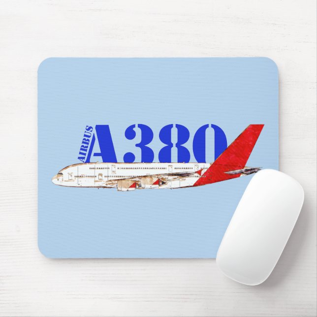 Tapis De Souris Illustration d'Airbus A380 avec design de queue ro (Avec souris)