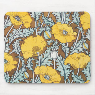 Tapis De Souris Illustration d'art de pavot à motif floral