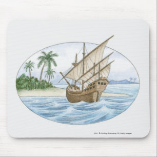 Tapis De Souris Illustration de bateau du 16ème siècle près d'