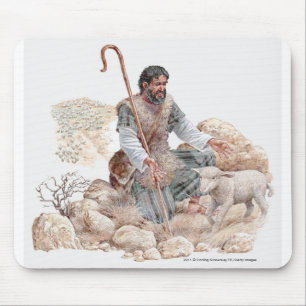 Tapis De Souris Illustration de berger trouvant ses moutons perdus