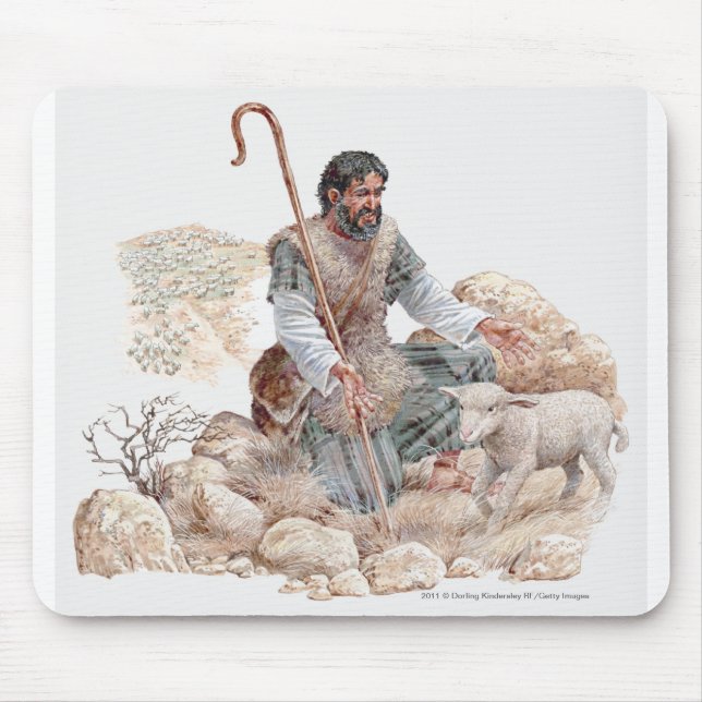 Tapis De Souris Illustration de berger trouvant ses moutons perdus (Devant)