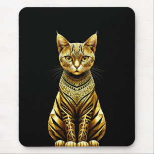Tapis De Souris Illustration de chat doré orné