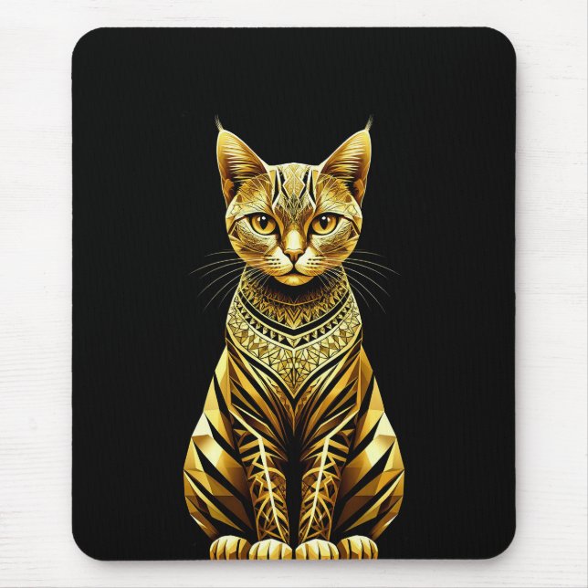 Tapis De Souris Illustration de chat doré orné (Devant)
