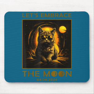 Tapis De Souris Illustration de chat embrassant une éclipse solair