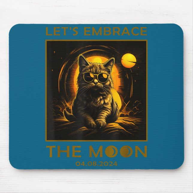 Tapis De Souris Illustration de chat embrassant une éclipse solair (Devant)