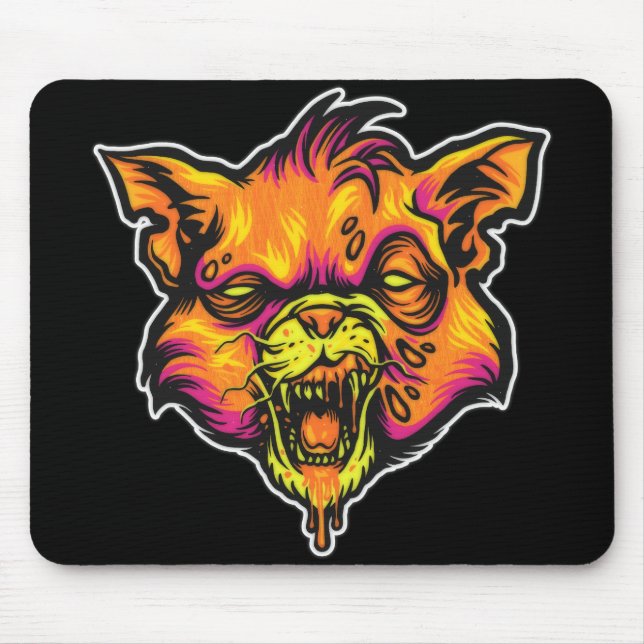 Tapis De Souris Illustration de chat enragé fou (Devant)