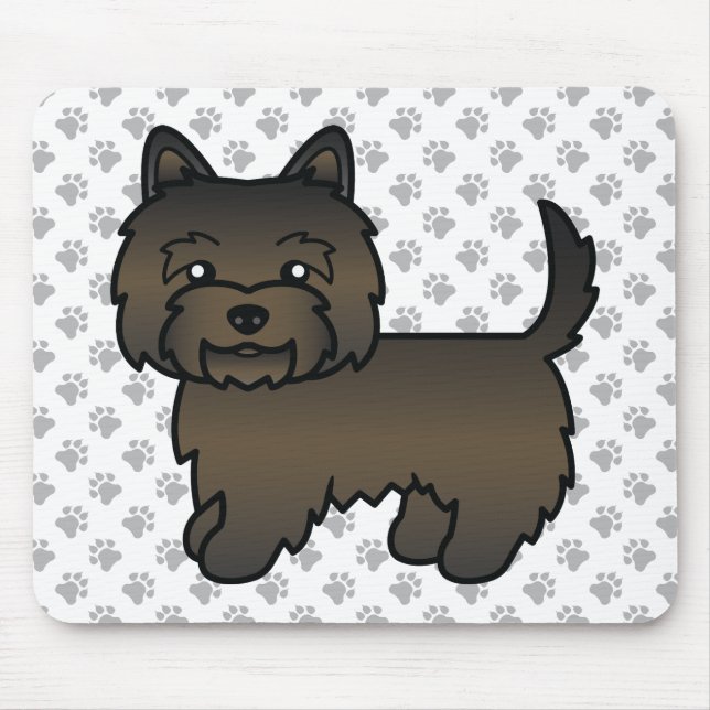 Tapis De Souris Illustration de chien Cairn Terrier Bringé foncé & (Devant)