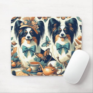 Tapis De Souris Illustration de chien de papillon mignonne