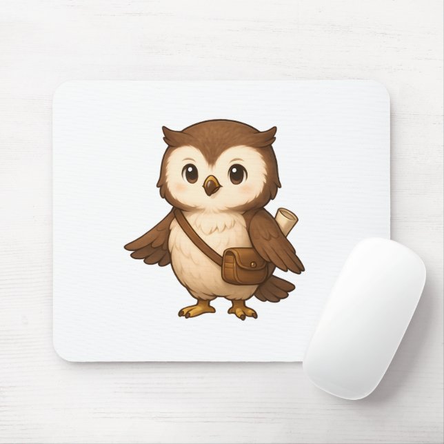 Tapis De Souris Illustration de chouette mignonne – Okojo et ses a (Avec souris)