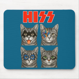 Tapis De Souris Illustration de concert de rock avec chat rétro