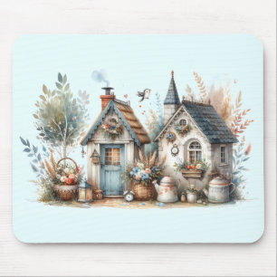 Tapis De Souris Illustration de Cottages Haven Floral Homes