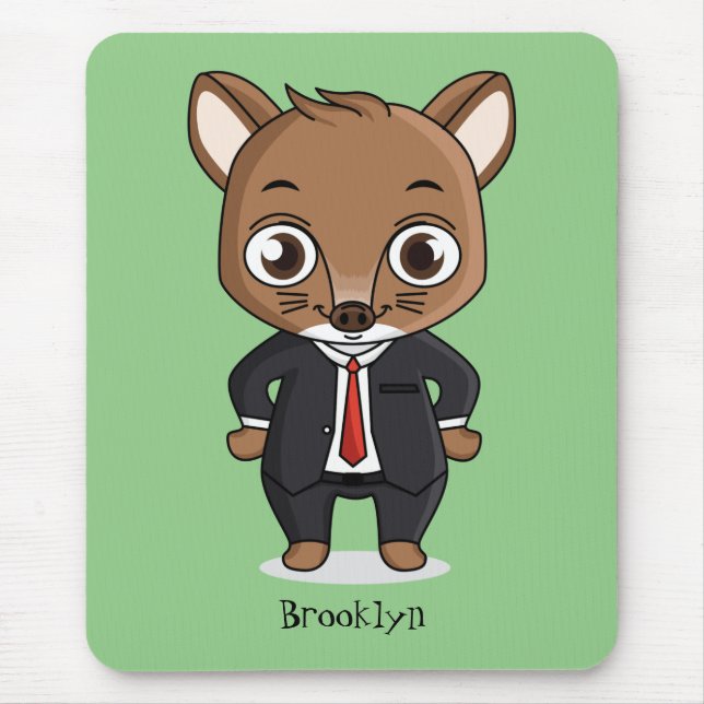 Tapis De Souris Illustration de dessin animé de rat mignon (Devant)