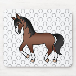 Tapis De Souris Illustration de dessin animé mignon de cheval bai