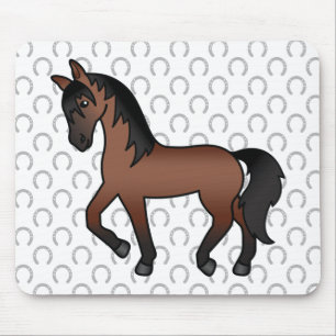 Tapis De Souris Illustration de dessin animé mignon de cheval bai