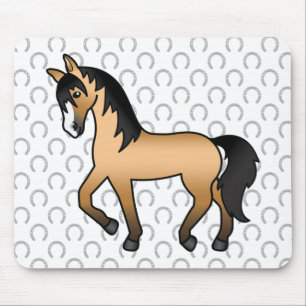 Tapis De Souris Illustration de dessin animé mignon de cheval trot