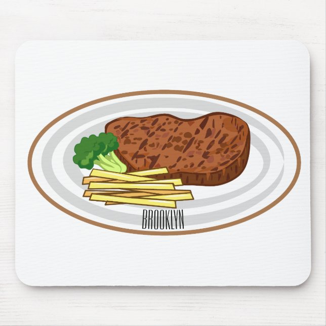 Tapis De Souris Illustration de dessin de steak (Devant)