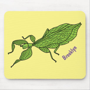 Tapis De Souris Illustration de dessin d'insecte des feuilles vert