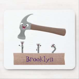 Tapis De Souris Illustration de dessin mignon, marteau et ongles