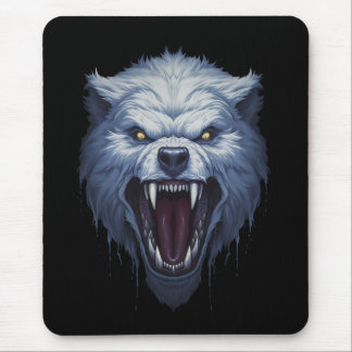 Tapis De Souris Illustration de fantasy sombre de tête de loup bla