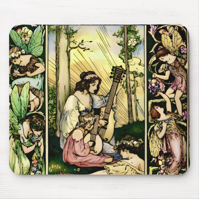Tapis De Souris Illustration de fée Art nouveau (Devant)