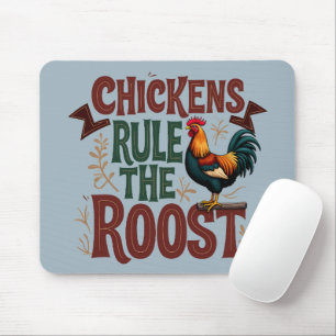 Tapis De Souris Illustration de ferme rustique "Les poules règnent