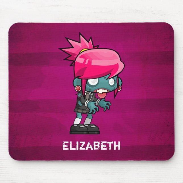 Tapis De Souris Illustration de fille Zombie Punk Rock (Devant)