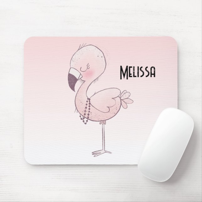 Tapis De Souris Illustration de Flamant rose rose mou (Avec souris)