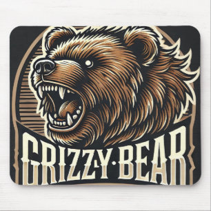 Tapis De Souris Illustration de grizzly ours féroce