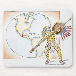 Tapis De Souris Illustration de guerrier aztèque de Jaguar