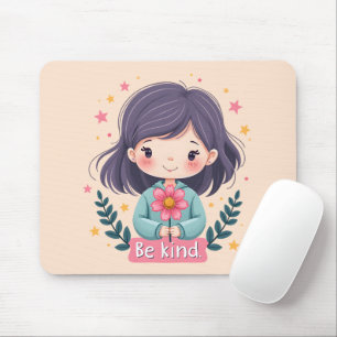 Tapis De Souris Illustration de Kawaii "Be Kind" - Art Intéressant