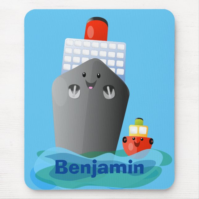 Tapis De Souris Illustration de la caricature de remorqueur de paq (Devant)