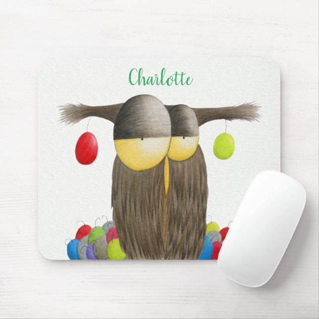 Tapis De Souris Illustration de la chouette des fêtes (Avec souris)