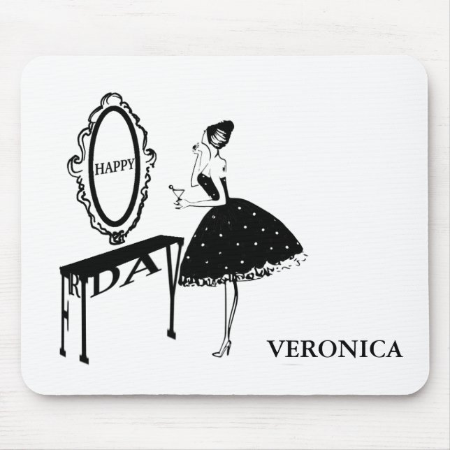 Tapis De Souris Illustration de la mode du vendredi joyeux (Devant)