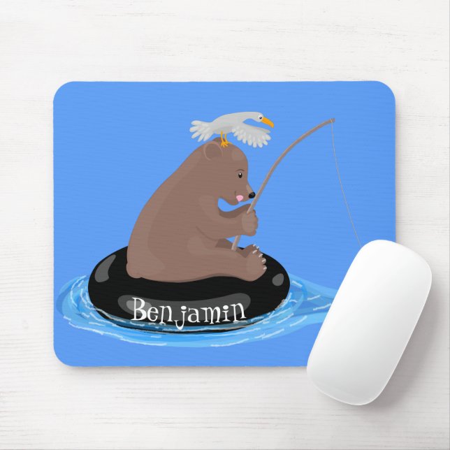 Tapis De Souris Illustration de la pêche de l'ourson mou (Avec souris)
