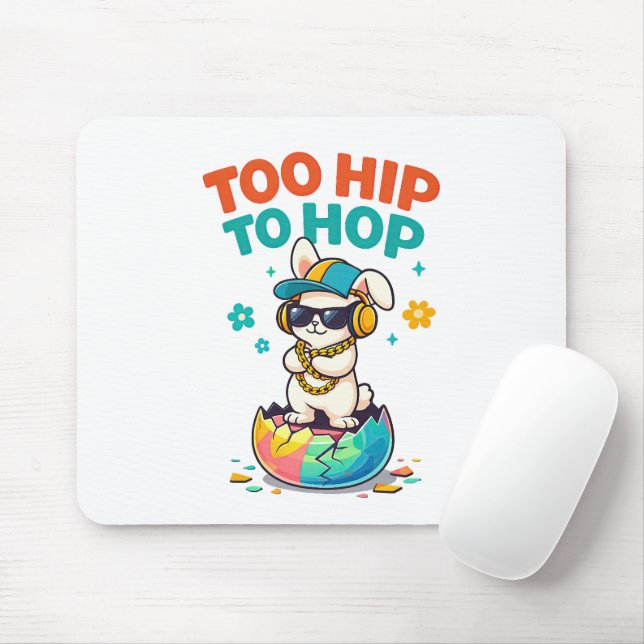 Tapis De Souris Illustration de lapin trop cool pour sauter (Avec souris)