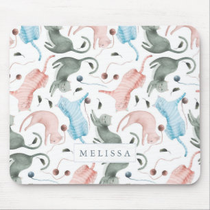 Tapis De Souris Illustration de l'aquarelle Motif de chats mignons