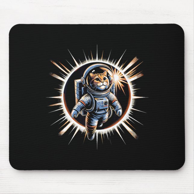 Tapis De Souris Illustration de l'éclipse solaire totale du chat a (Devant)