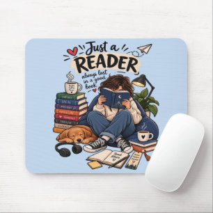 Tapis De Souris Illustration de lecteur de livre cosy