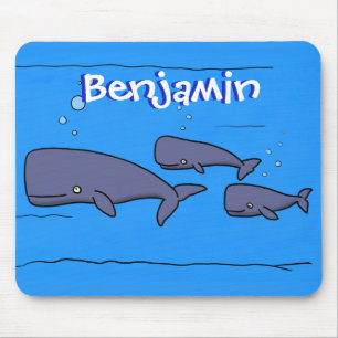 Tapis De Souris Illustration de mignonne migratrice de baleines à 