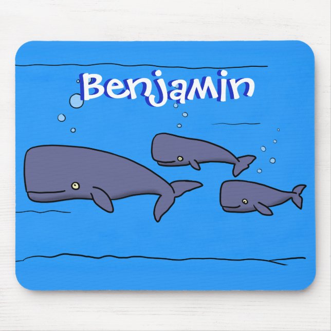 Tapis De Souris Illustration de mignonne migratrice de baleines à  (Devant)