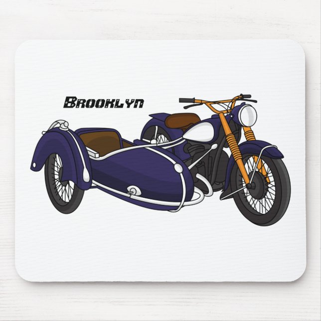 Tapis De Souris Illustration de moto pourpre Sidecar (Devant)