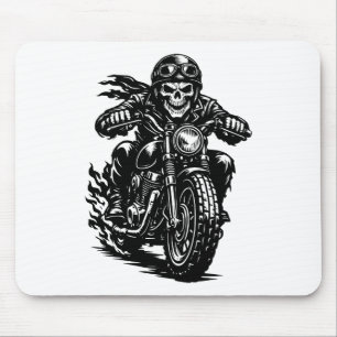 Tapis De Souris Illustration de moto vintage de motard squelette